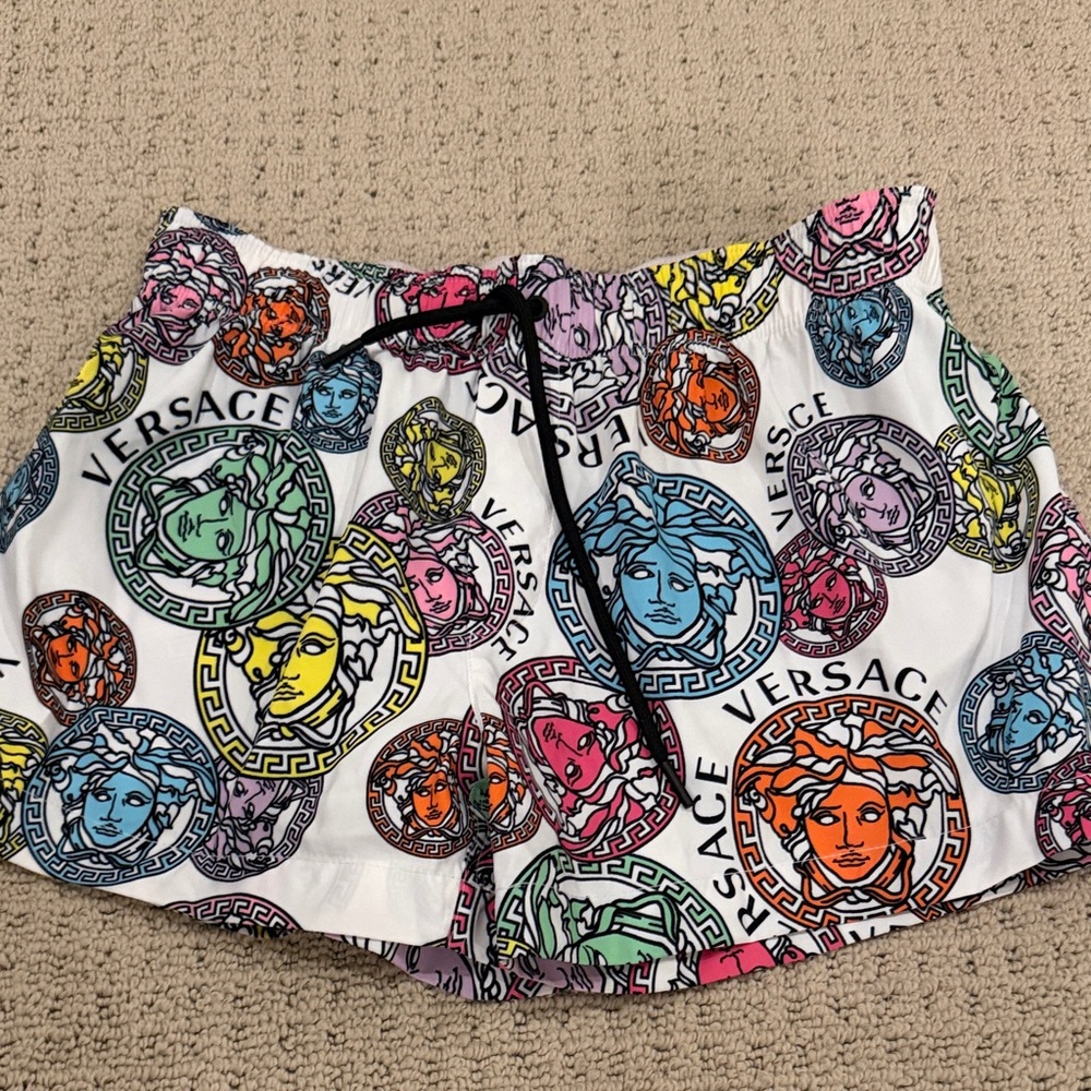Versace Colorful Medusa Patterned Shorts
